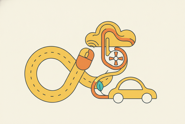 Editorial illustration for “Beldrive — Online Driving Licence Application Platform”.