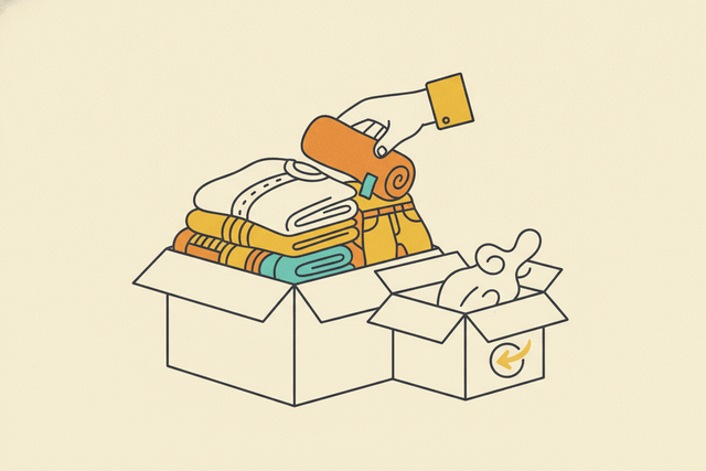 Editorial illustration for “Disposing/Donating Old Clothes”.