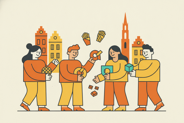 Editorial illustration for “Making New Friends in Belgium”.
