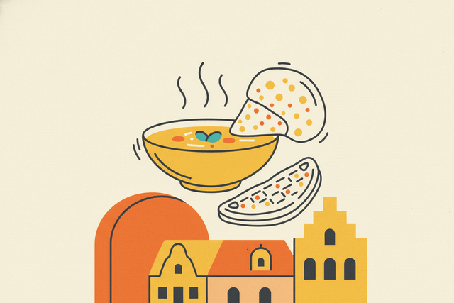Editorial illustration for “Brussels’ Favourite Indian Restaurants”.