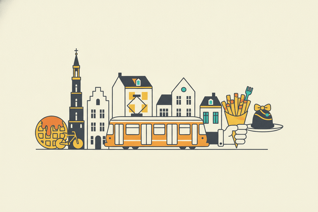 Editorial illustration for “Things to do during your first week in Belgium”.